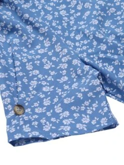 Blue 1940s Flower Print V-Neck Buttons Dress -Women's Fashion Sales SCHL004343 4