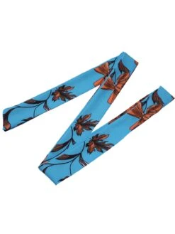 Blue 1940s Shirt Neck Floral Belted Dress -Women's Fashion Sales SCHL004377 5 compressed