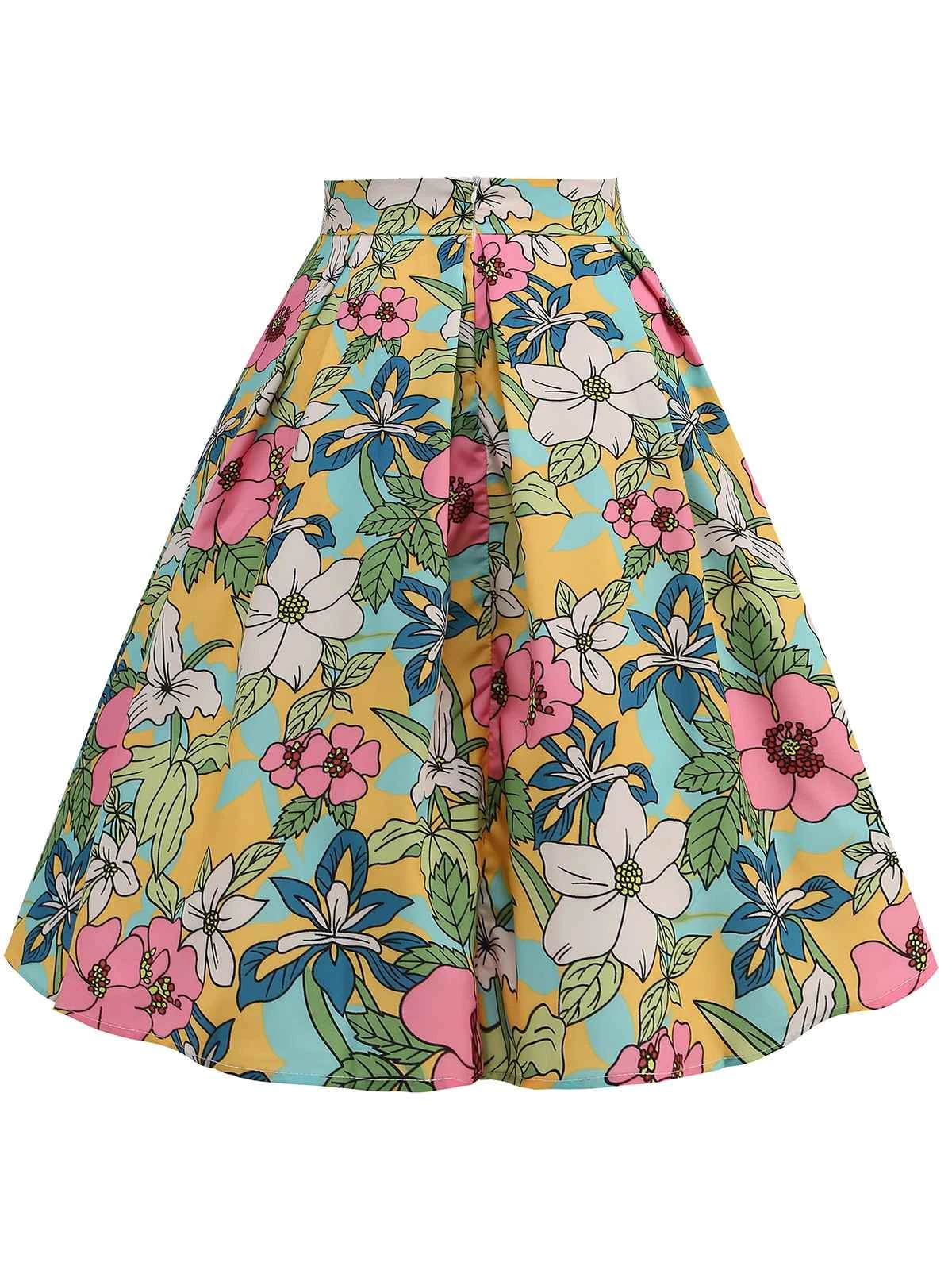 Retro 1950s Floral Print Bow Skirt 5 Retro 1950s Floral Print Bow Skirt - Image 3