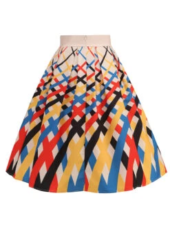 Multicolor 1950s Diagonal Plaid Swing Skirt -Women's Fashion Sales SCHL004406 MC 3