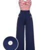 [Pre-Sale] Dark Blue 1930s Spaghetti Strap Stripes Jumpsuit -Women's Fashion Sales SCHL004431 01 compressed