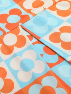 [Pre-Sale] Orange & Blue 1960s Floral Stand Collar Dress -Women's Fashion Sales SCHL004437 5