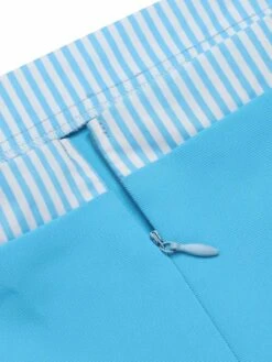 [Pre-Sale] Light Blue 1940s Stripe Wide Straps Romper -Women's Fashion Sales SCHL004439 5