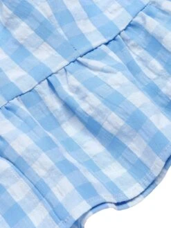 [Pre-Sale] Blue 1960s Straps Plaid Ruffled Hem Tops -Women's Fashion Sales SCHL004474 5 1