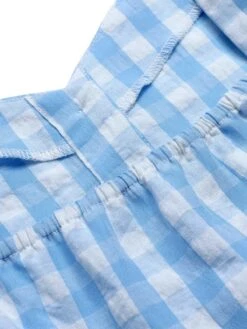 [Pre-Sale] Blue 1960s Straps Plaid Ruffled Hem Tops -Women's Fashion Sales SCHL004474 6 1