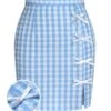 [Pre-Sale] Blue 1960s Plaid BowKnot Skirts -Women's Fashion Sales SCHL004475 01