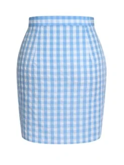 [Pre-Sale] Blue 1960s Plaid BowKnot Skirts -Women's Fashion Sales SCHL004475 3