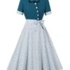 1950s Square Neck Polka Dots Bow Dress -Women's Fashion Sales SCHL004512 1 compressed