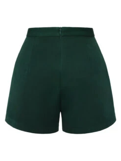 [Pre-Sale] Dark Green 1940s Solid Button Shorts -Women's Fashion Sales SCHL004543 3