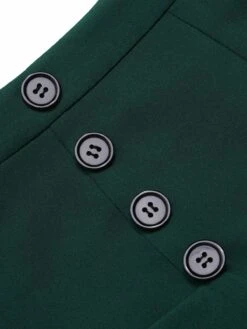 [Pre-Sale] Dark Green 1940s Solid Button Shorts -Women's Fashion Sales SCHL004543 4