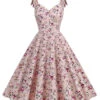 1950s Ditsy Floral Tie Swing Dress