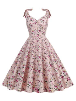 1950s Ditsy Floral Tie Swing Dress