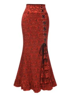 Vintage 1930s Punk Lace-Up Mermaid Skirt -Women's Fashion Sales SCHL004609 1