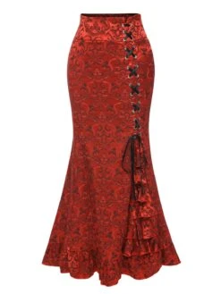 Vintage 1930s Punk Lace-Up Mermaid Skirt -Women's Fashion Sales SCHL004609 2