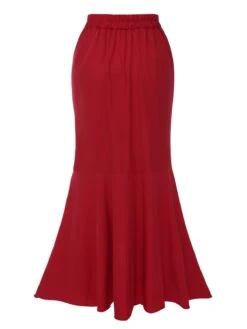 1960s Solid Tie-Up Mermaid Long Skirt -Women's Fashion Sales SCHL004626 3