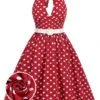 [Pre-Sale] [Plus Size] Red 1950s Polka Dot Halter Dress -Women's Fashion Sales SCHL004691 01 compressed