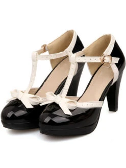 Retro Bow Décor High Heel Shoes -Women's Fashion Sales SCN000501 B 1 af4ea189 8f07 4782 97db 725fa17a76a1