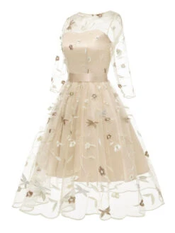 3/4 Sleeve 1950s Floral Embroidery Dress -Women's Fashion Sales SCV001101 A 3 ccf9255a 7525 49eb a461 d123aeaa161e