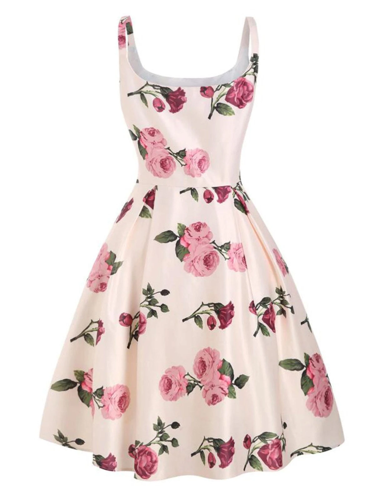 Pink 1950s Rose Floral Swing Dress 4 Pink 1950s Rose Floral Swing Dress - Image 2