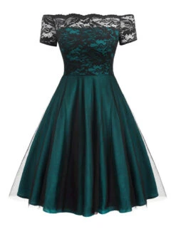 [Plus Size] 1950s Off Shoulder Lace Dress