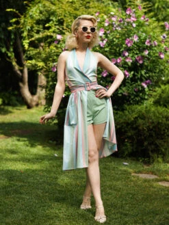 Rainbow 1950s Stripe Pocket Swing Dress 16 Rainbow 1950s Stripe Pocket Swing Dress -Women's Fashion Sales SCV005122 PAT1 S 2