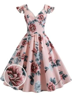 1950s Floral Flare Sleeve Swing Dress 26 1950s Floral Flare Sleeve Swing Dress -Women's Fashion Sales SCV005177 PAT2 0 2b867356 4069 444e 8dc1 108182f37c1a