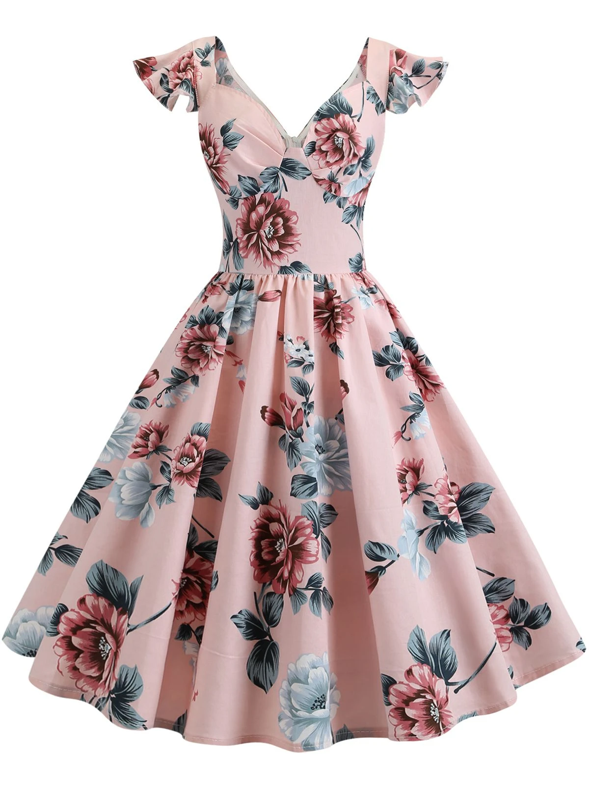 1950s Floral Flare Sleeve Swing Dress 10 1950s Floral Flare Sleeve Swing Dress - Image 8