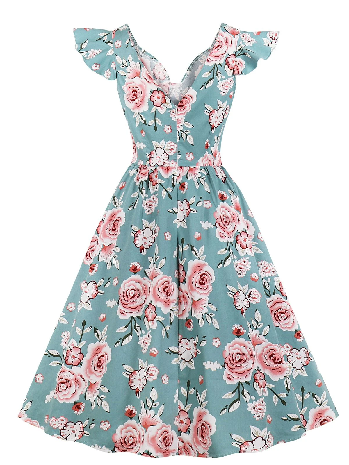 1950s Floral Flare Sleeve Swing Dress 5 1950s Floral Flare Sleeve Swing Dress - Image 3