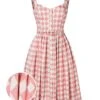 Pink 1950s Diamond Grid Swing Dress -Women's Fashion Sales SCV005369 PP 2