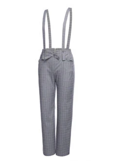 Gray 1950s Plaids Suspender Pants -Women's Fashion Sales SCV010980 2 compressed