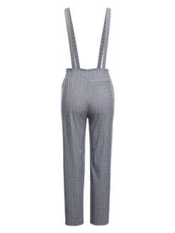 Gray 1950s Plaids Suspender Pants -Women's Fashion Sales SCV010980 3 compressed