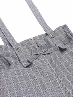 Gray 1950s Plaids Suspender Pants -Women's Fashion Sales SCV010980 4 compressed