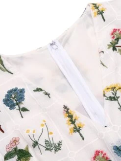 Blue 1950s Embroidery Pockets Swing Dress -Women's Fashion Sales SCV016183 4