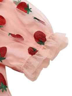 Pink 1950s Lace Strawberry Swing Dress -Women's Fashion Sales SCV016214 5