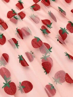 Pink 1950s Lace Strawberry Swing Dress -Women's Fashion Sales SCV016214 6