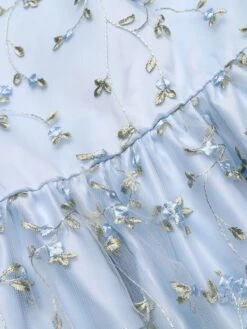 Blue 1950s Floral Embroidery Lace Dress -Women's Fashion Sales SCV016947 5