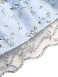 Blue 1950s Floral Embroidery Lace Dress -Women's Fashion Sales SCV016947 6