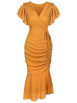 1930s Ruffle Lace-up Fishtail Dress 17 1930s Ruffle Lace-up Fishtail Dress -Women's Fashion Sales SCV017252 1 ca2e2b82 2e96 4f9a 9df8 1a93c3c11ef5