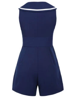 Navy Blue 1950s Sailor Collar Romper -Women's Fashion Sales SCV020812 5