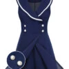 Navy Blue 1950s Sailor Collar Romper -Women's Fashion Sales SCV020812 NB 1
