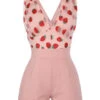 Strawberry Pink 1950s Patchwork Lace Romper -Women's Fashion Sales SCV020833 PP