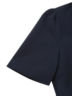 Navy Blue 1950s Solid Belt Swing Dress -Women's Fashion Sales SCV021021 NB 6