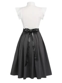 White & Gray 1950s Lace-Up Swing Dress -Women's Fashion Sales SCV021041 3