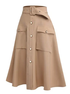 Khaki 1950s Big Pockets Button Skirt -Women's Fashion Sales SCV021067 3 62ebcc93 fcf0 4d95 9071 42a08c136f4a