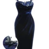 Blue 1960s 3D Butterfly Velvet Pencil Dress 2 Blue 1960s 3D Butterfly Velvet Pencil Dress -Women's Fashion Sales SCV021075