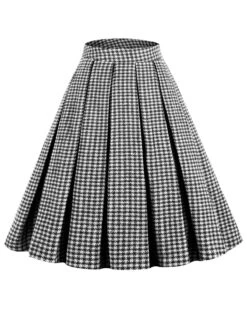 Green Retro Plaid Swing Panel Skirt -Women's Fashion Sales SCV021350 B 1