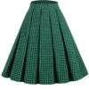 Green Retro Plaid Swing Panel Skirt