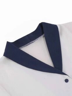 Blue & White 1950s Solid Patchwork Dress -Women's Fashion Sales SCV021364 NB 4 compressed