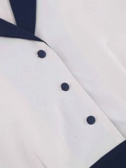 Blue & White 1950s Solid Patchwork Dress -Women's Fashion Sales SCV021364 NB 5 compressed