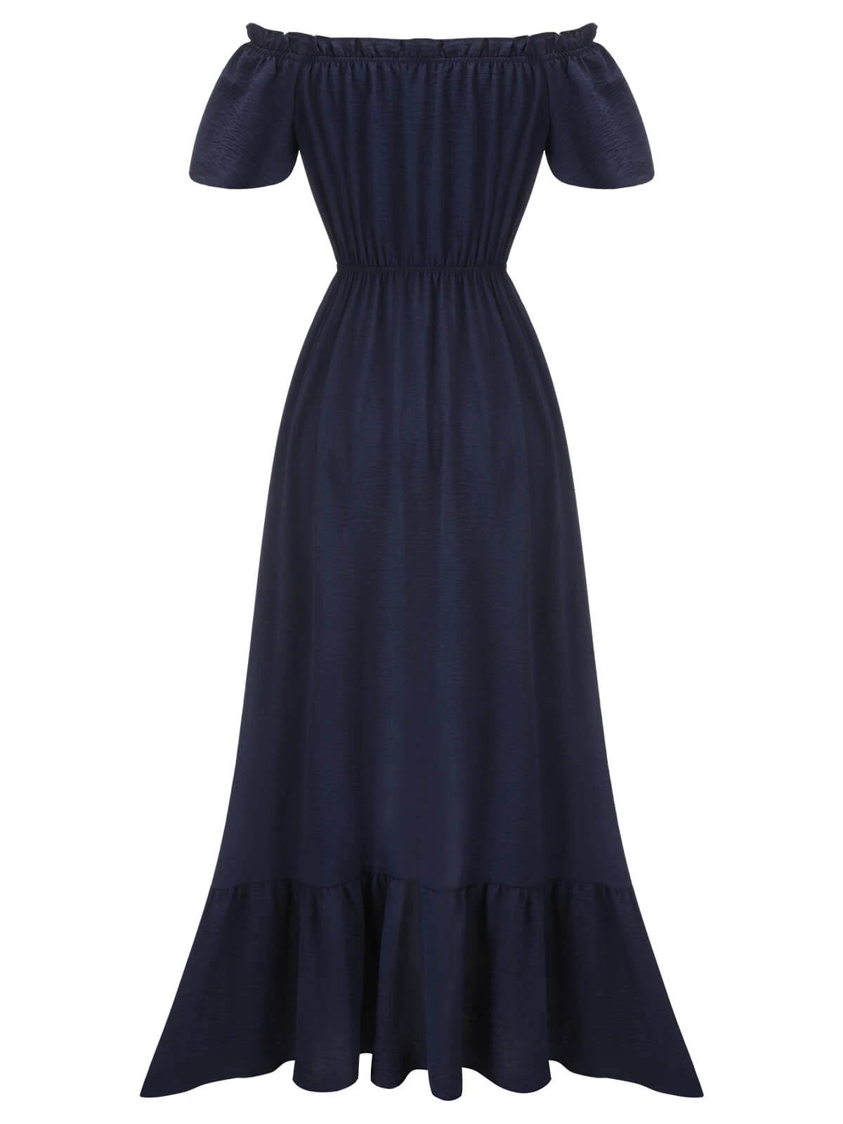 1930s Navy Blue One-Shoulder Button Long Dress 4 1930s Navy Blue One-Shoulder Button Long Dress - Image 2